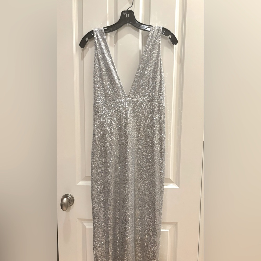 Silver Sparkle Evening Gown from Abercrombie & Fitch in size L
